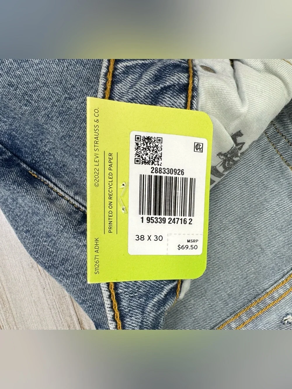 Levi's Men's 512 Slim Taper Fit 38x27 Denim Jeans Medium Stonewash NWT